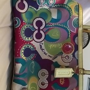Coach multicolored with center coin purse